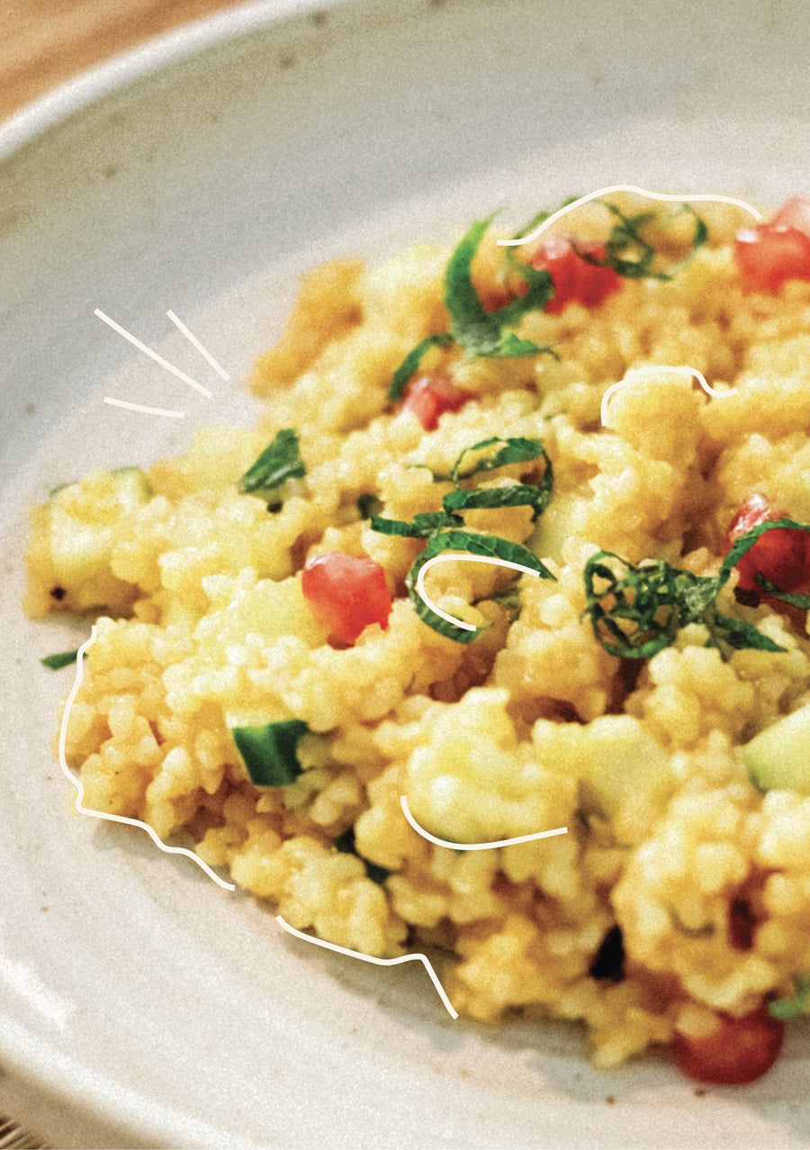 Bulgur Salat mit Karotten Vinaigrette